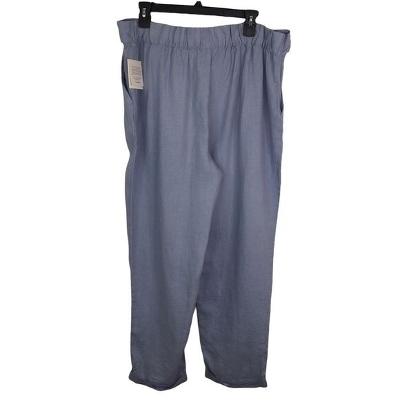 Ellen Tracy Womens Size‎ Large Blue Pants Bow Tie Waist Elastic Chambray Linen - Picture 4 of 6